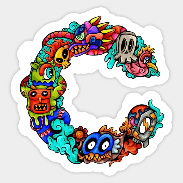 doodle monster C Sticker by Koyung500